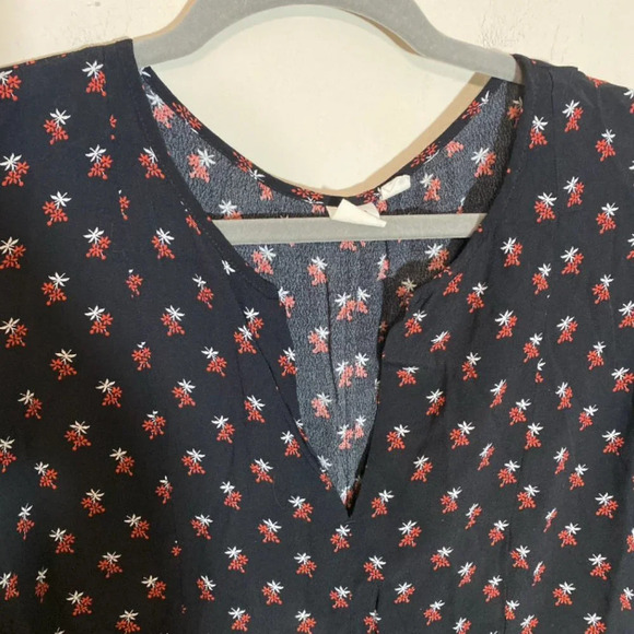 GAP Black and Red Long Sleeve Floral Shift Dress Women's Size Medium - Picture 6 of 6